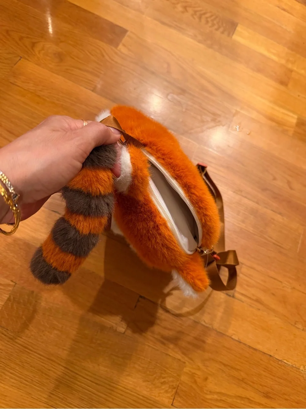 Kids Plush Red Panda Crossbody Bag - Brown Strap